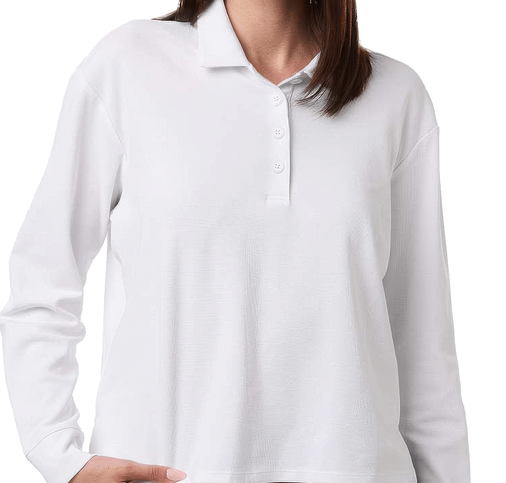 Adidas Women's Beyond Micro Waffle Long Sleeve Polo - Printed-default