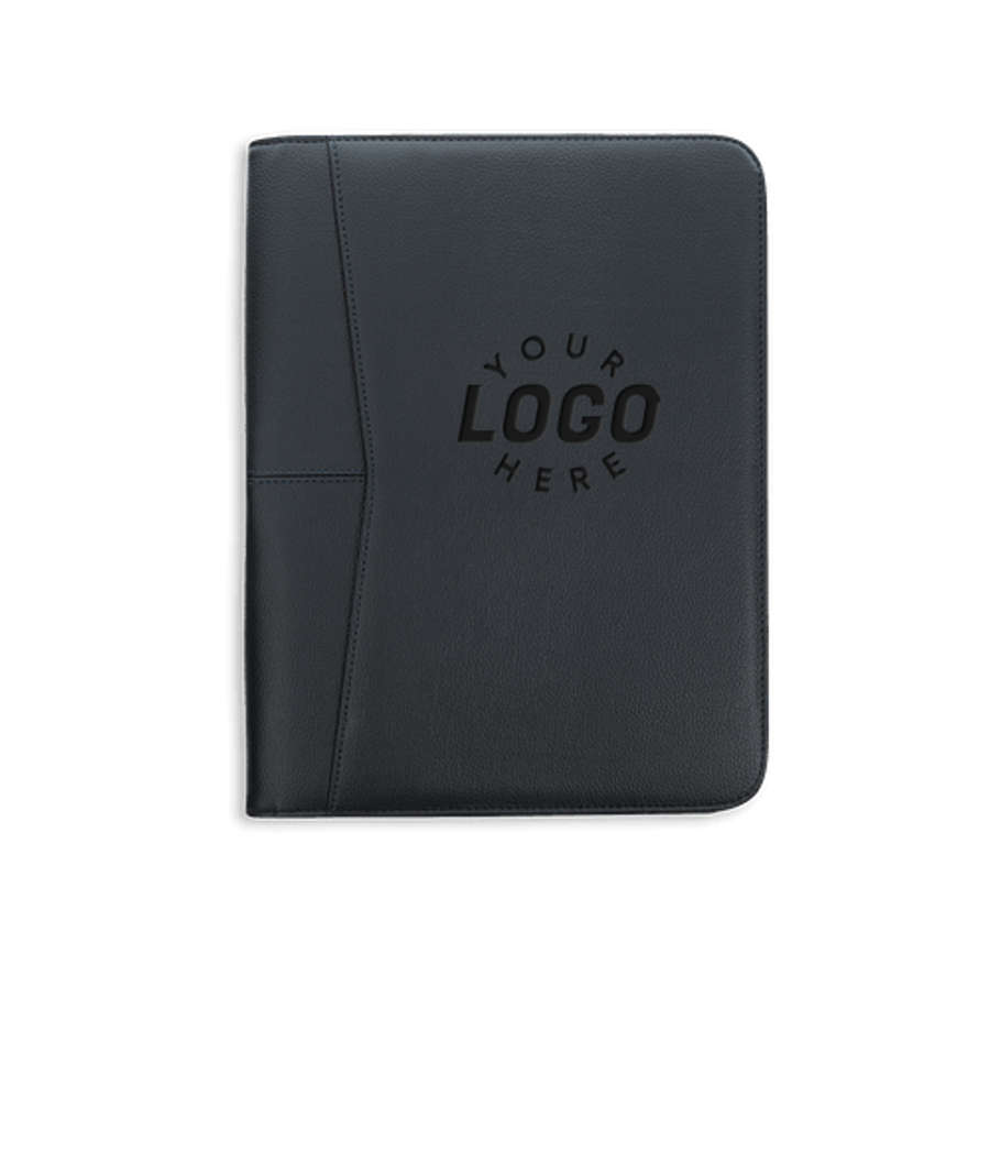Debossed Arrow Zippered Padfolio in Black