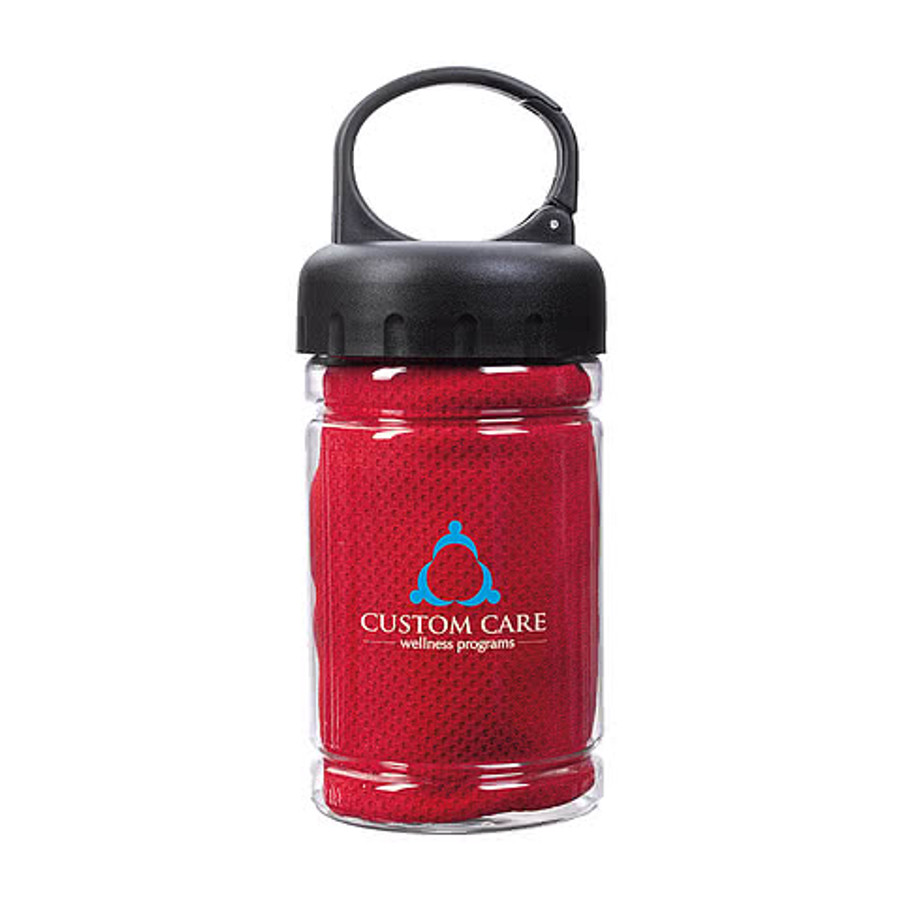 Carabiner Bottle with Cooling Towel in Gray
