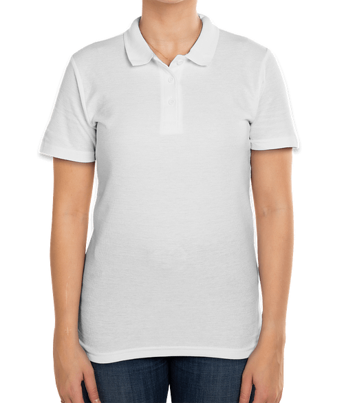 Gildan Women's Softstyle Pique Polo - Printed in White