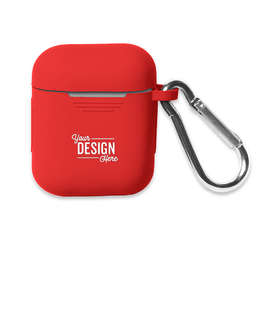 Laser Engraved Silicone Earbud Case Cover - Color: Red