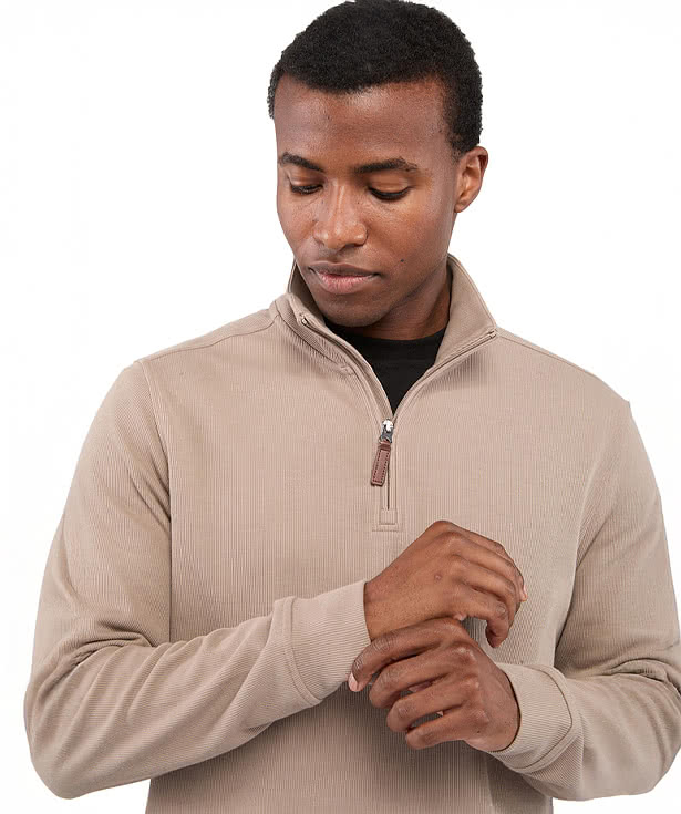 Custom Elevate Hudson Eco Knit Ribbed Quarter Zip Sweater - Design