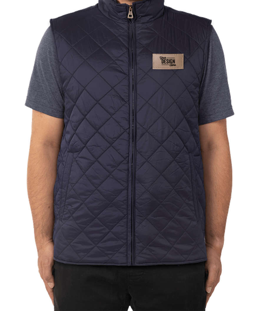 Weatherproof Vintage Diamond Quilted Vest - Faux Leather Patch in Navy
