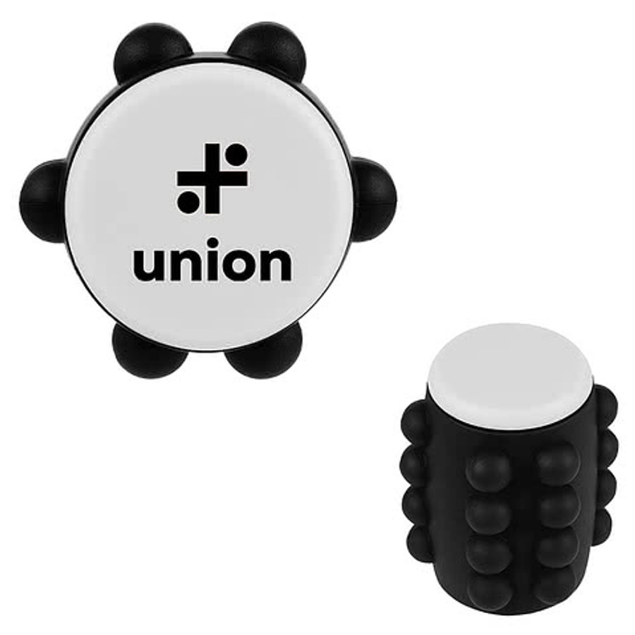 Recycled Push Pop Spinning Fidget Toy in WHITE WITH BLACK