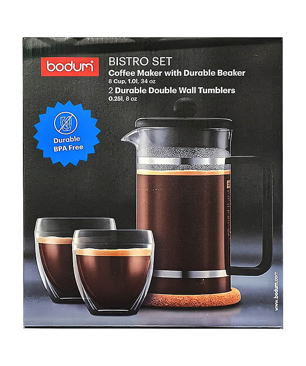 3-Piece Bodum Bistro French Press and Glasses Set