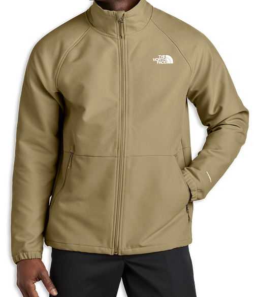 The North Face Barr Lake Recycled Soft Shell Jacket - Embroidered in Khaki Stone Dark Heather