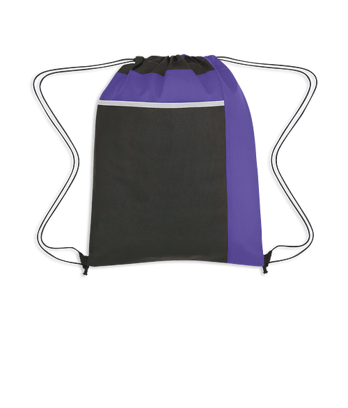 Full Color Sports Pack Non-Woven Pocket Drawstring Bag in Purple