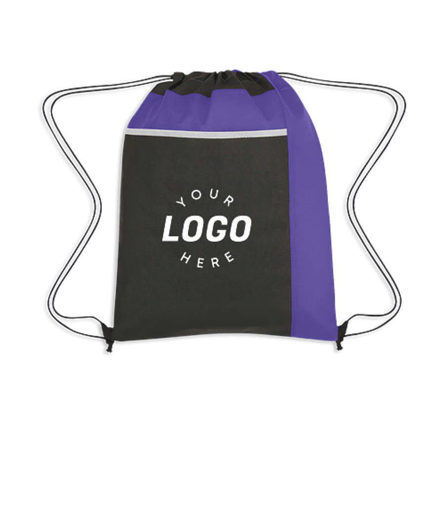 Full Color Sports Pack Non-Woven Pocket Drawstring Bag in Purple
