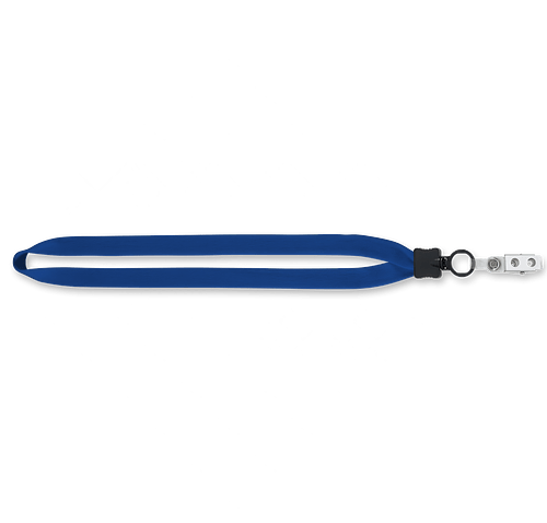 3/4" Cotton Lanyard with Plastic O-Ring and Vinyl Snap Bulldog Clip in Electric Blue