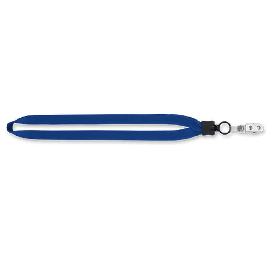 3/4" Cotton Lanyard with Plastic O-Ring and Vinyl Snap Bulldog Clip in Electric Blue