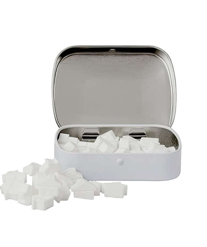 Full Color Domed Tin with House Shaped Mints