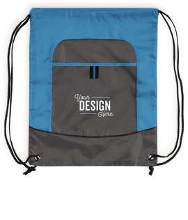 Port Authority Pocket Drawstring Bag - Color: Brilliant Blue / Deep Smoke