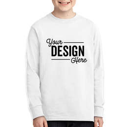 Port & Company Youth Core Cotton Long Sleeve T-shirt - Color: White