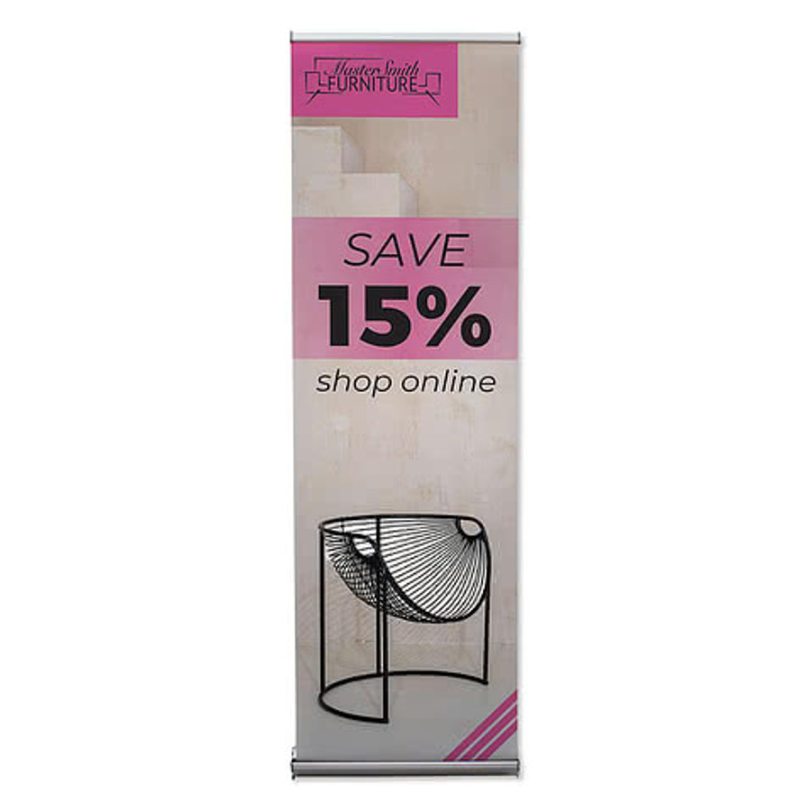 Full Color 25" x 82" Stratus Retractable Banner Kit in White