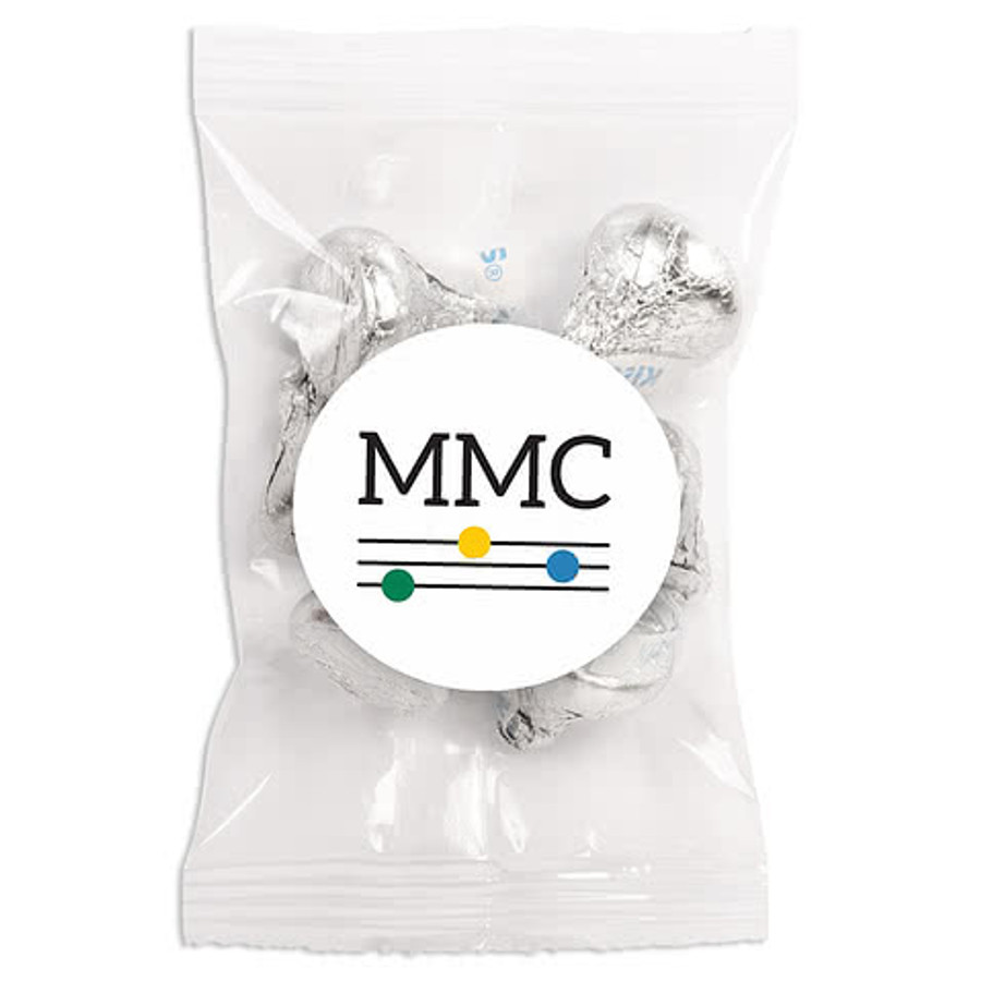 Full Color Hershey's Milk Chocolate Kisses Promo Pack Candy Bag in White