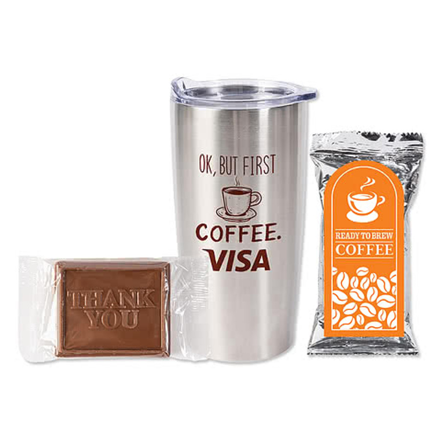 20 oz. Tumbler with Coffee Pack and Thank You Cookie Gift Set in White
