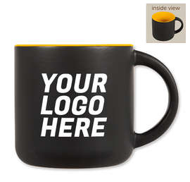 14 oz. Ceramic Two-Tone Black Minolo Mug - Color: Black / Yellow