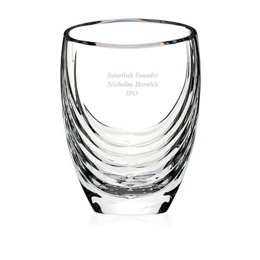 Laser Engraved Mario Cioni Siena Clear Crystal Vase in Clear
