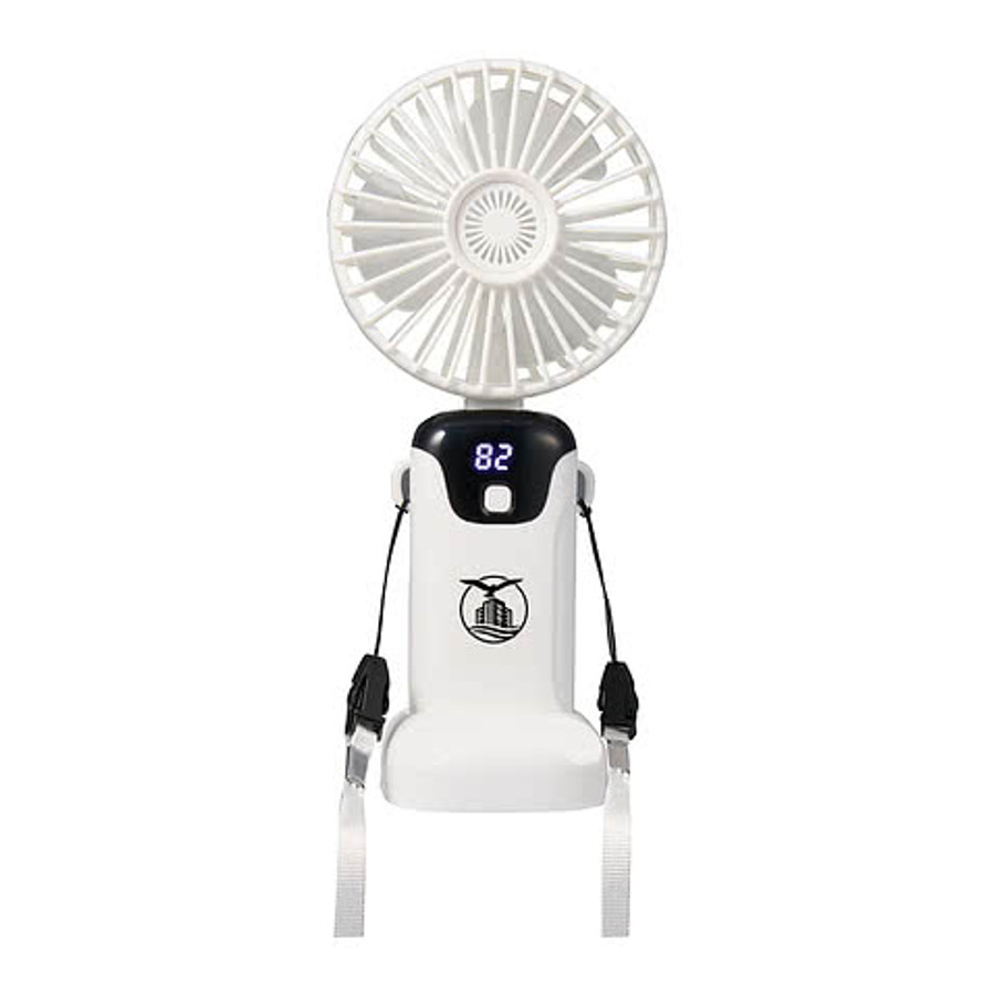 Full Color Rechargeable Recycled Personal LED Fan in Black