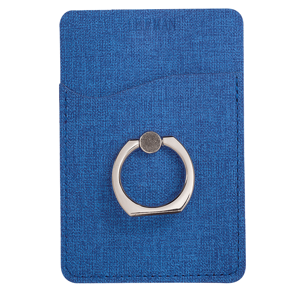Debossed Leeman RFID Phone Pocket with Metal Ring Stand-default