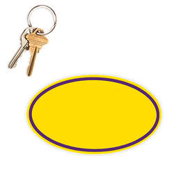 5.75 in. x 3.375 in. Oval Car Magnet w/ contrast trim - Color: Yellow / Team Purple