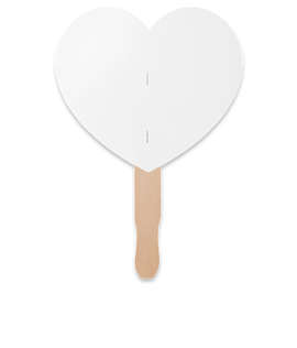 Full Color Heart Shaped Hand Fan - Color: White
