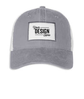 Ahead Solana Pigment Dyed Trucker Hat with White Rectangle Patch - Color: Blue Stone / White