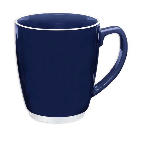 20 oz. Large Colored Bistro Mug with Accent in Navy