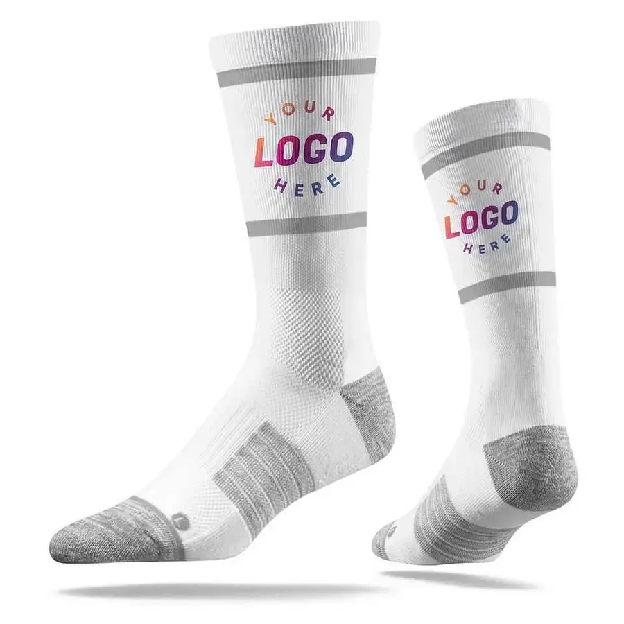 Classic Crew Socks with custom logo printed inside and outside