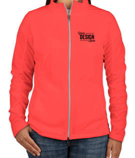 Port Authority Women's Full Zip Microfleece Jacket - Color: Hot Coral