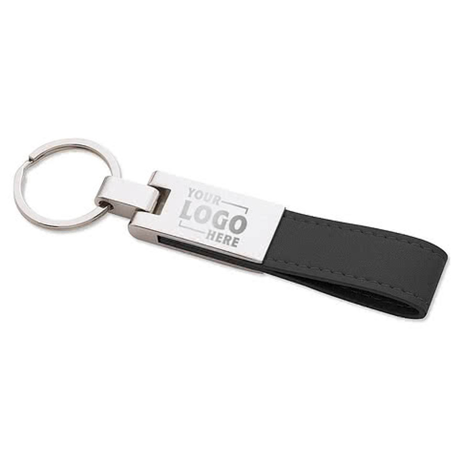 Laser Engraved UltraHyde Silver Keychain in Black
