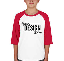 Sport-Tek Youth Raglan T-shirt - Color: White / Red