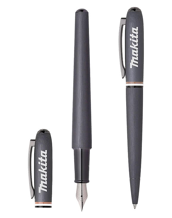 Hugo Boss Laser Engraved Iconic Contour Ballpoint & Fountain Pen Set