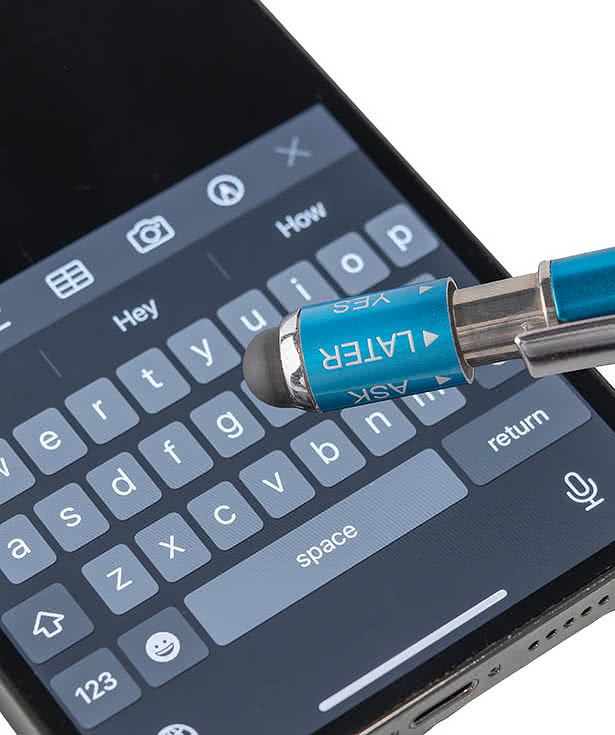 Laser Engraved Recycled Aluminum Spin Top Game Stylus Pen (black ink)