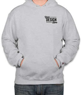 Embroidered Champion Powerblend Pullover Hoodie - Color: Silver Grey