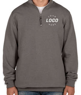 Charles River Crosswind Quarter Zip Sweatshirt - Screen Printed - Color: Dark Charcoal Heather