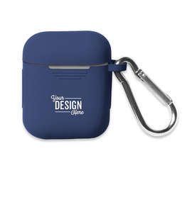 Laser Engraved Silicone Earbud Case Cover - Color: Navy