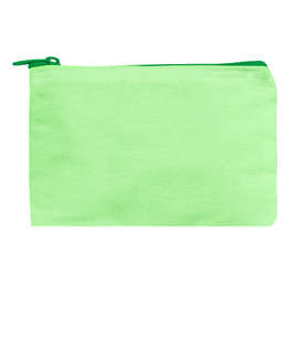 Small Colored Canvas Pouch with Colored Zipper - Color: Key Lime Pie/ Green
