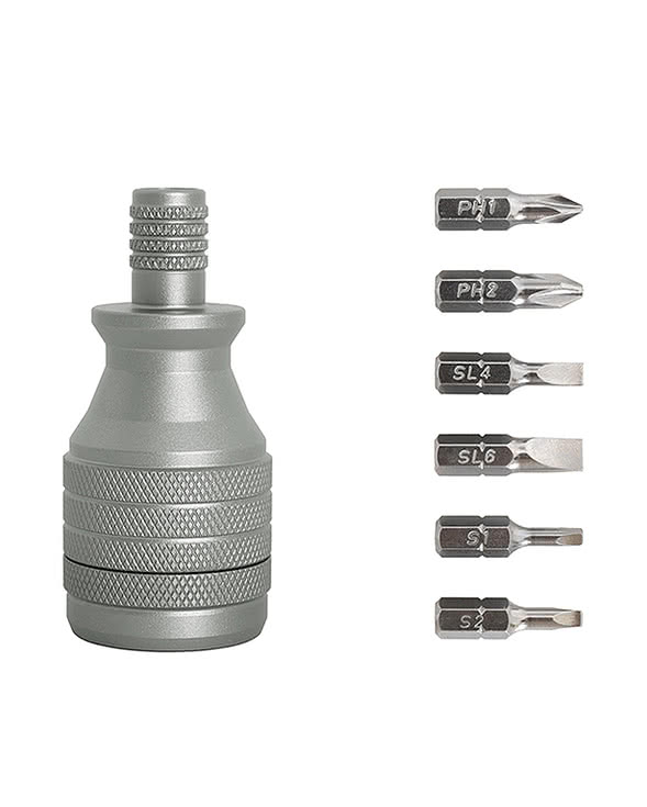Laser Engraved Recycled Aluminum 6-in-1 Screwdriver Tool