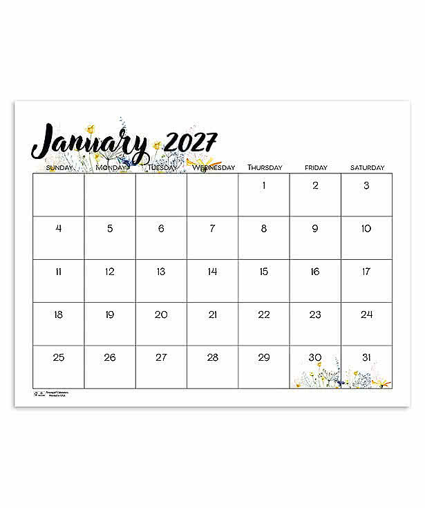 Small Monthly Floral Desk Pad Calendar