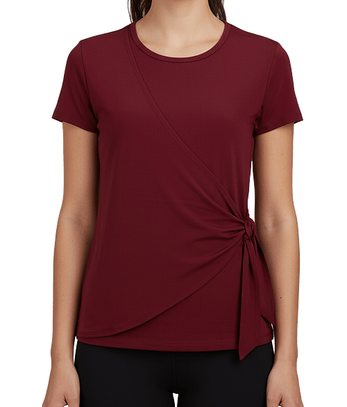 Edwards Women’s Recycled Soft Easy Care Wrap Blouse in Scarlet