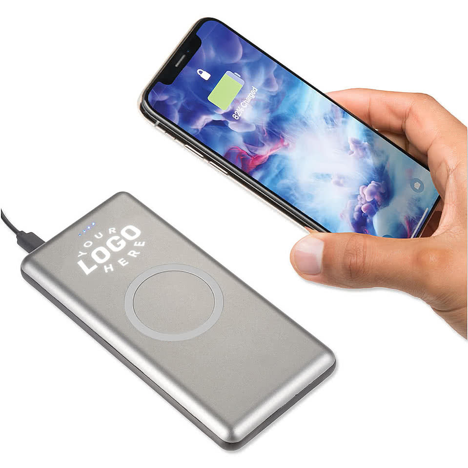 Laser Engraved Light Up Qi 10,000 mAh Portable Wireless Power Bank