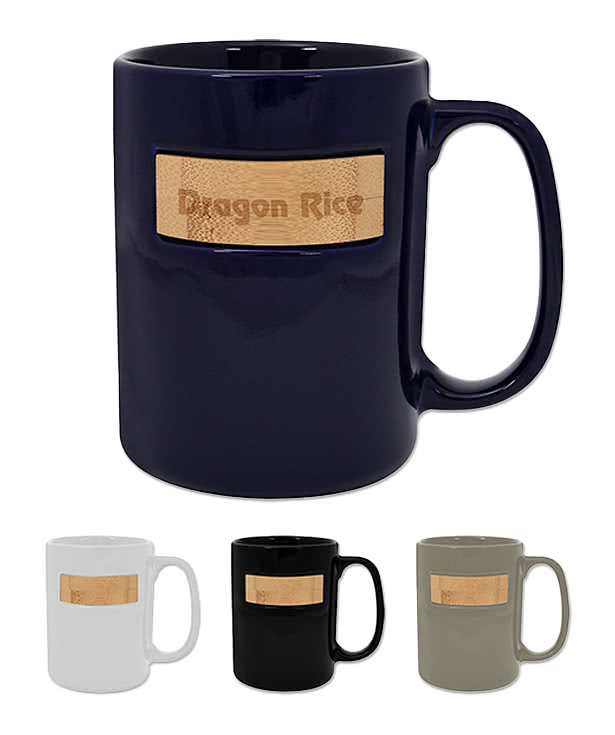 Laser Engraved 15 oz. Peek-A-Bamboo Stoneware Mug