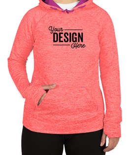 J. America Women's Cosmic Performance Pullover Hoodie - Color: Fire Coral / Magenta