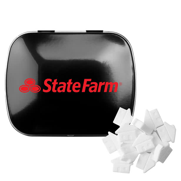 Full Color Domed Tin with House Shaped Mints