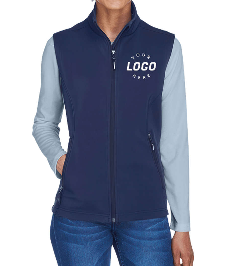 Core 365 Women's Fleece Lined Soft Shell Vest in Classic Navy
