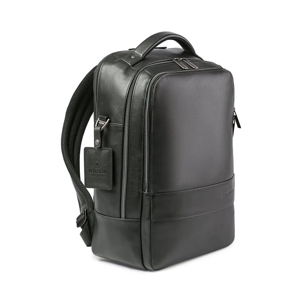Debossed Samsonite Leather 16" Computer Backpack