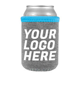 Heathered Jersey Neoprene Can Cooler - Color: Charcoal Gray / Light Blue / Light Blue