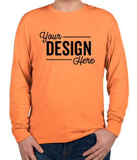 Hanes X-Temp Long Sleeve T-shirt - Color: Neon Orange Heather