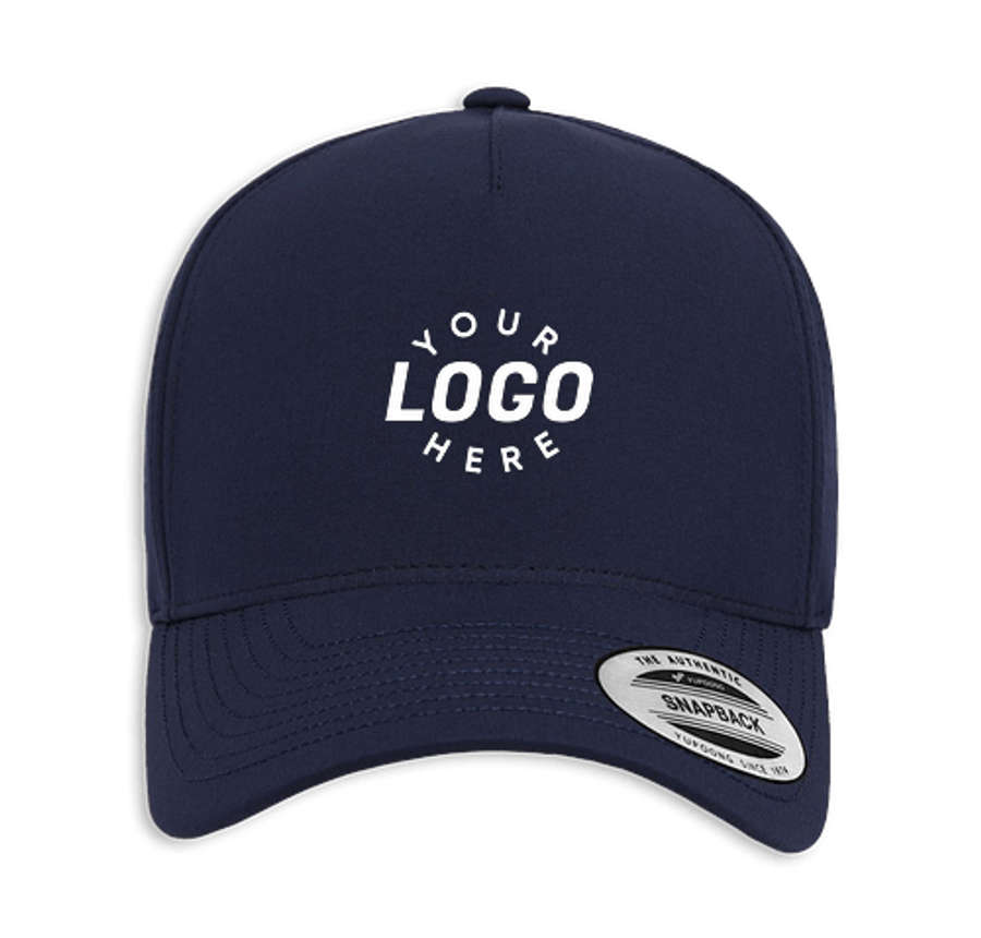 Yupoong Classics Perforated Snapback Baseball Hat - Printed in Navy